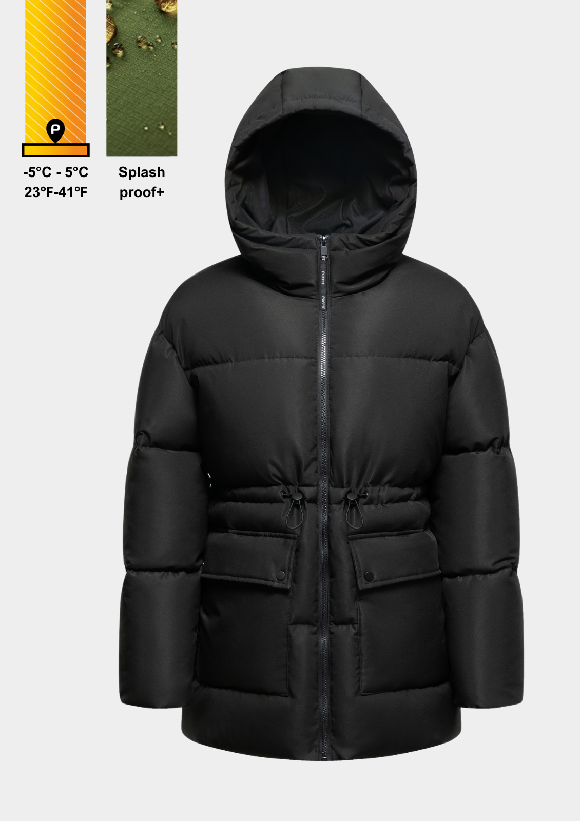 EVA | GIACCA PUFFER CON CAPPUCCIO IMPERMEABILE