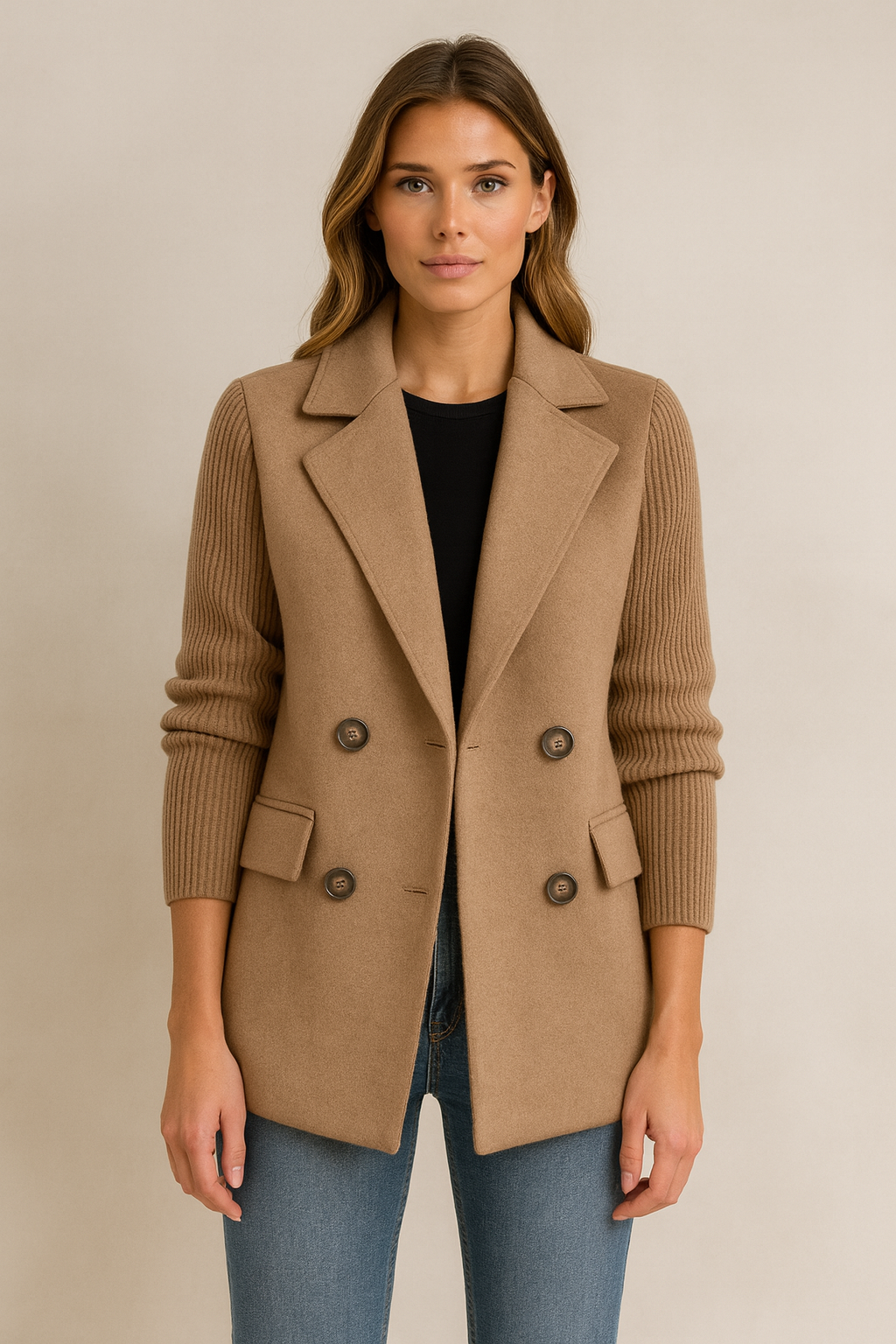 AMA - BLAZER CON MANICHE IN MAGLIA