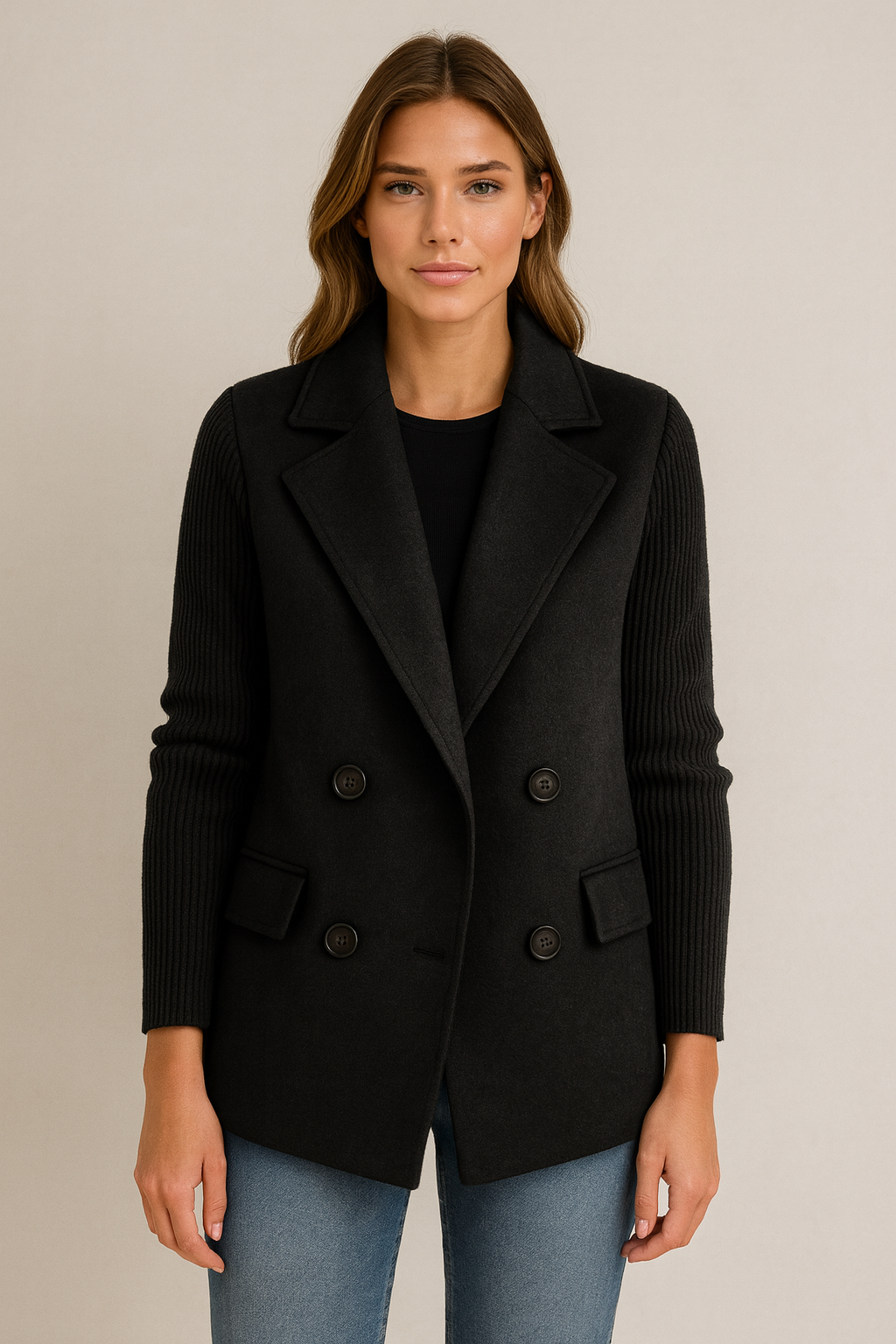 AMA - BLAZER CON MANICHE IN MAGLIA