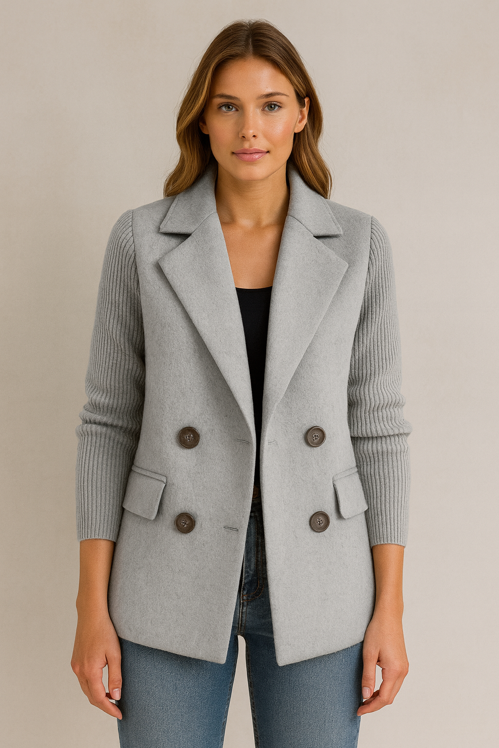 AMA - BLAZER CON MANICHE IN MAGLIA