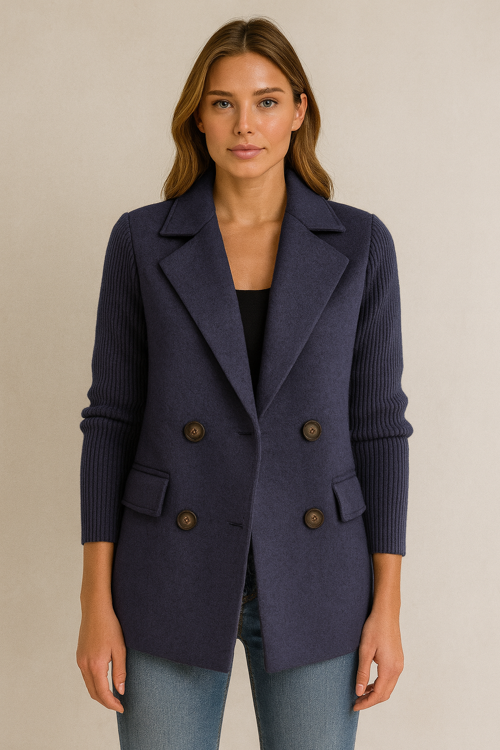 AMA - BLAZER CON MANICHE IN MAGLIA