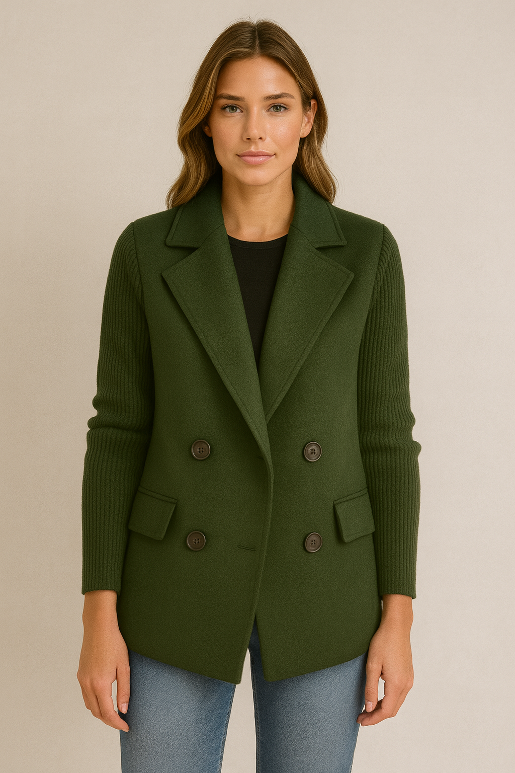 AMA - BLAZER CON MANICHE IN MAGLIA
