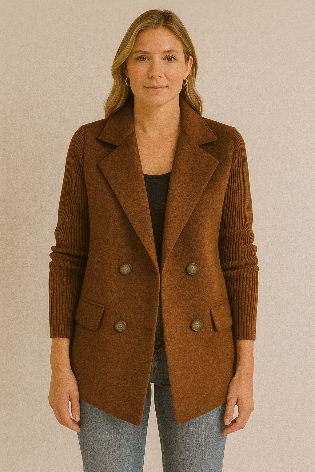 AMA - BLAZER CON MANICHE IN MAGLIA