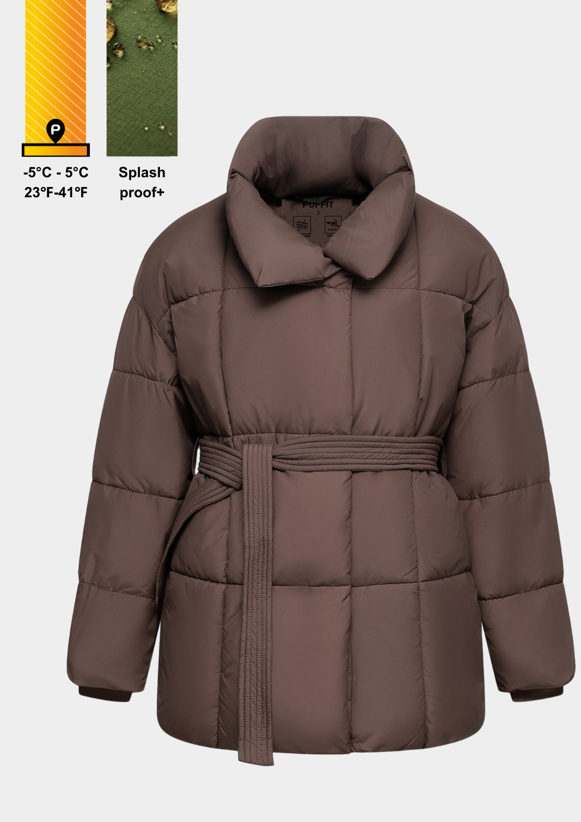 NOVA | GIACCA PUFFER CORTA CON CINTURA