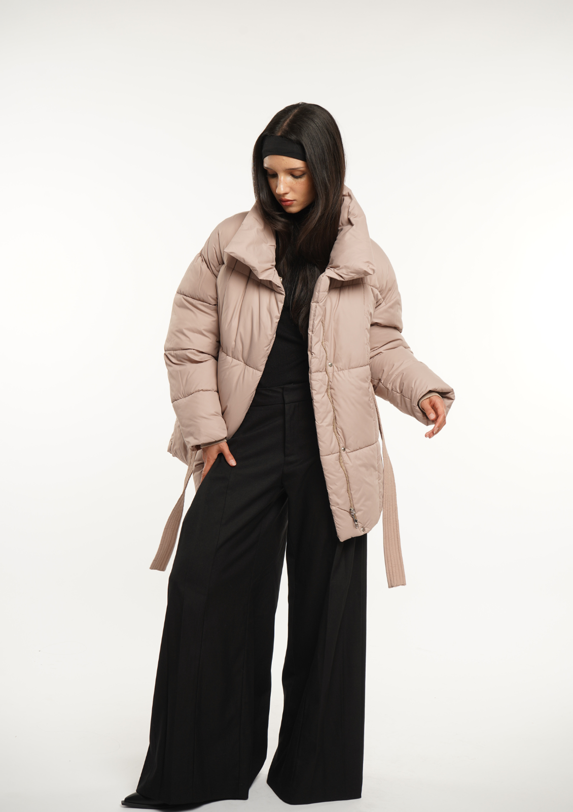 NOVA | GIACCA PUFFER CORTA CON CINTURA