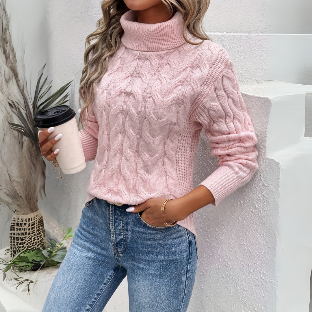 Amelia – Maglione elegante a collo alto in maglia