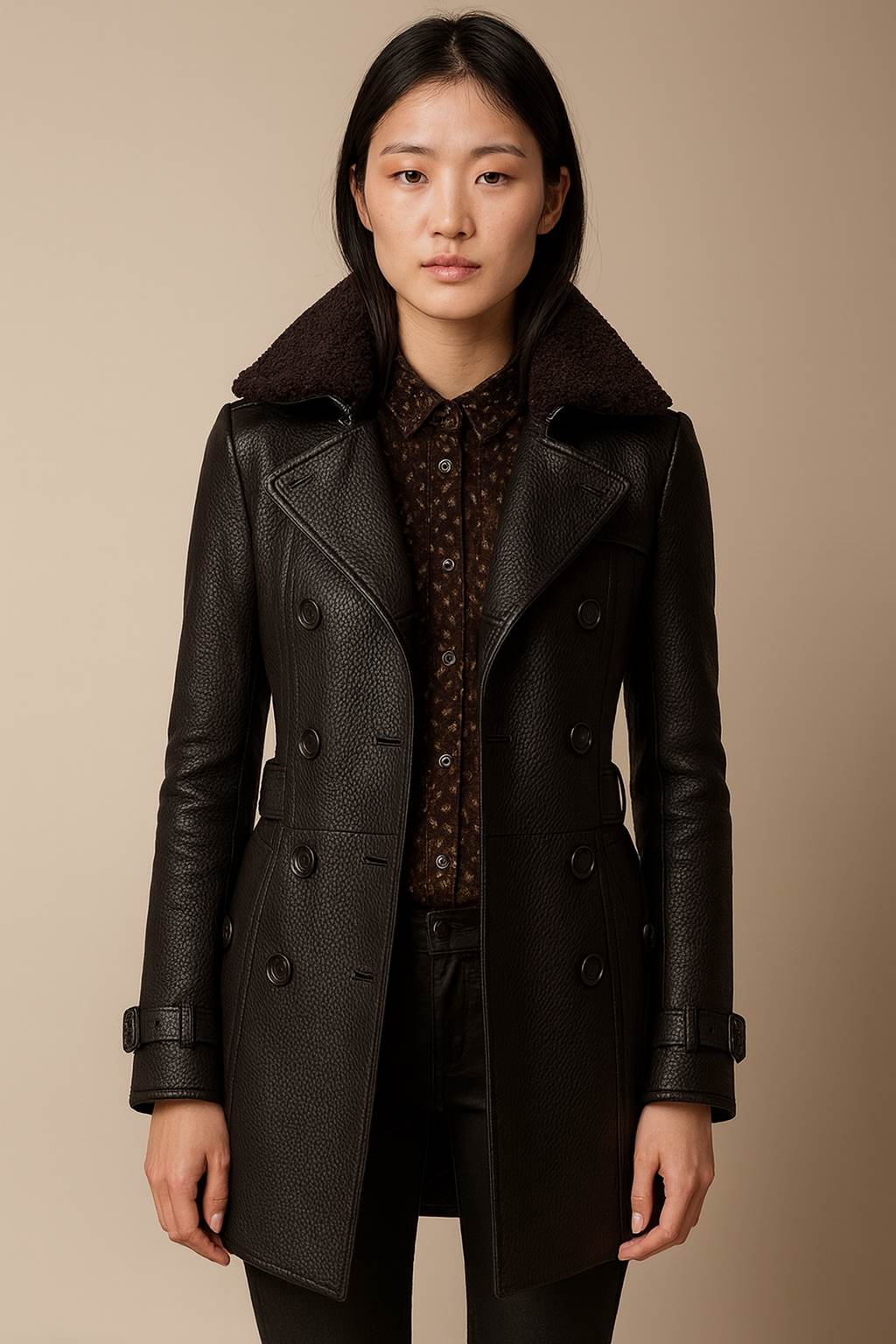 ALLESSIA - CAPPOTTO IN PELLE ELEGANTE