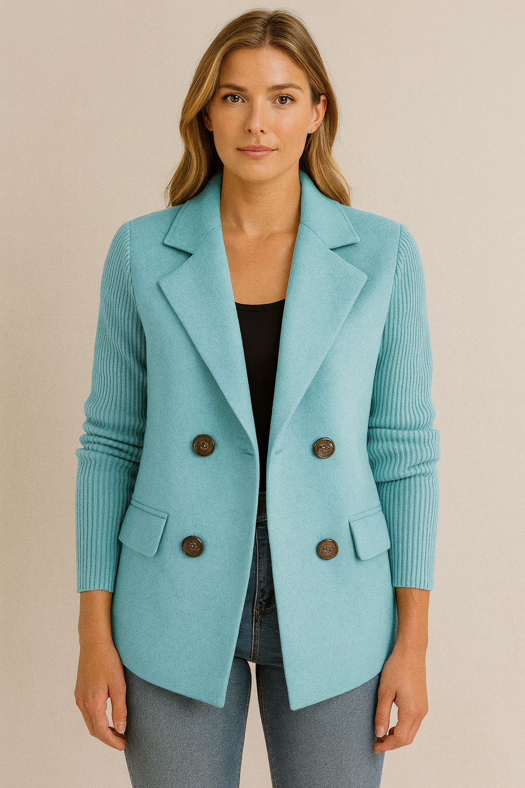 AMA - BLAZER CON MANICHE IN MAGLIA