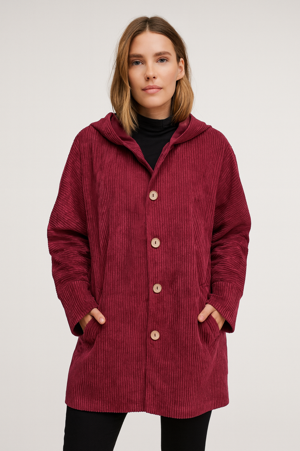 INDIE - GIACCA CON CAPPUCCIO IN CORDUROY