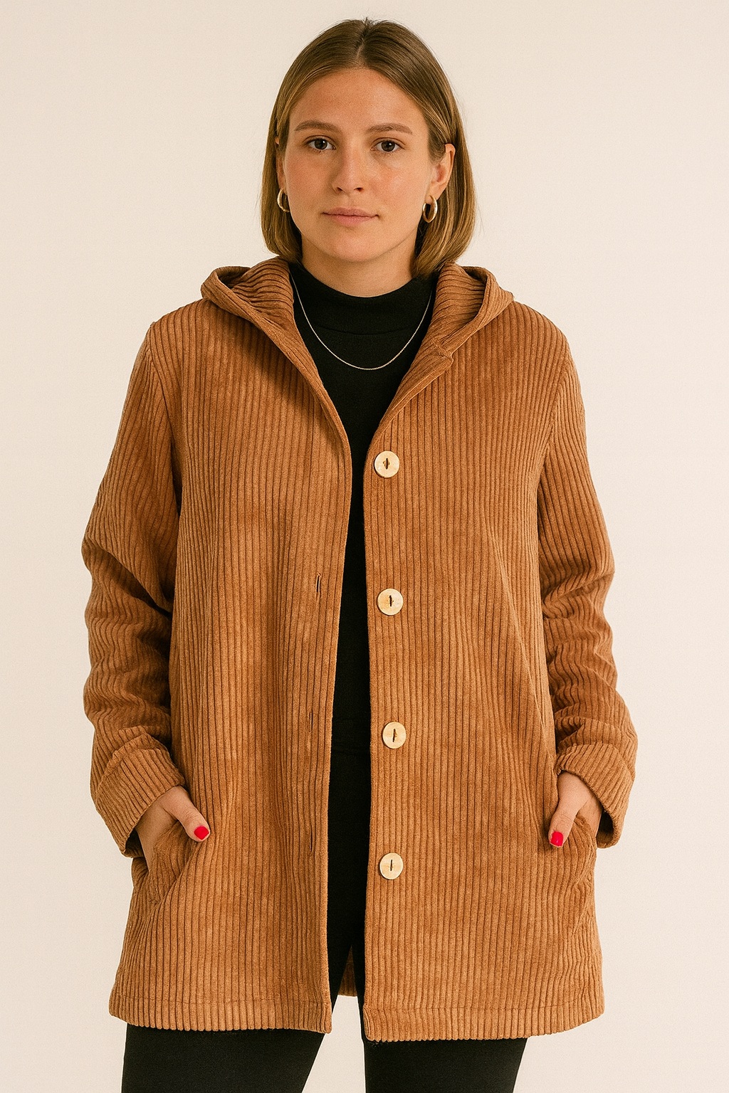 INDIE - GIACCA CON CAPPUCCIO IN CORDUROY