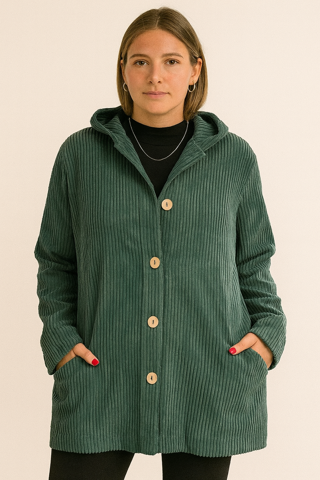INDIE - GIACCA CON CAPPUCCIO IN CORDUROY