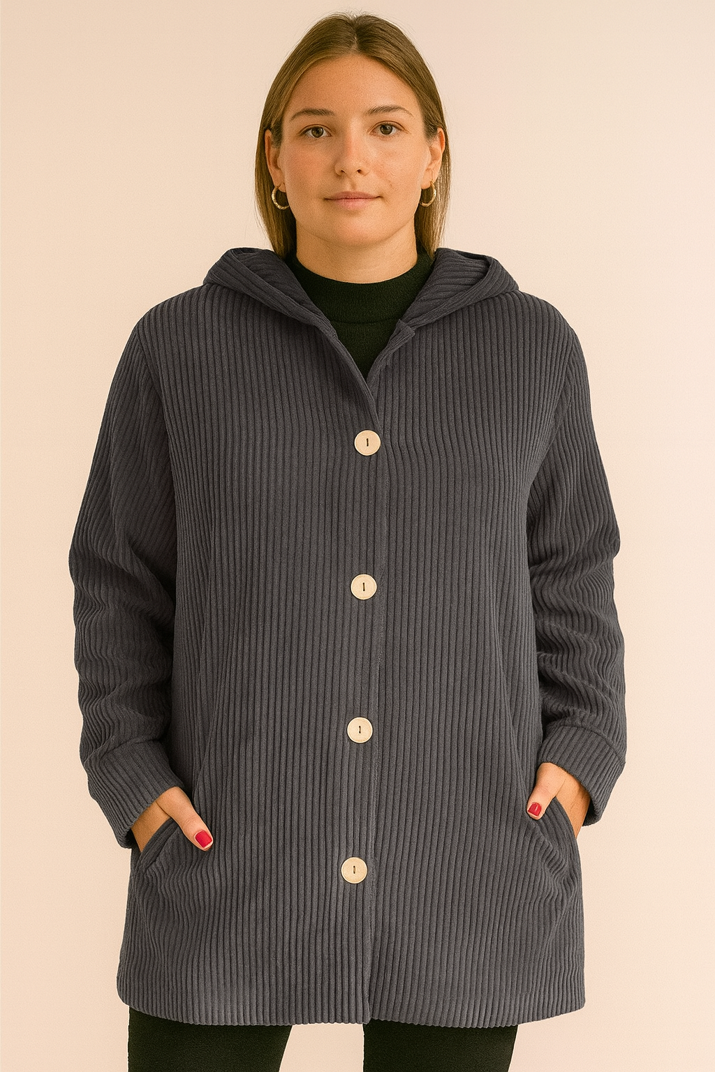 INDIE - GIACCA CON CAPPUCCIO IN CORDUROY