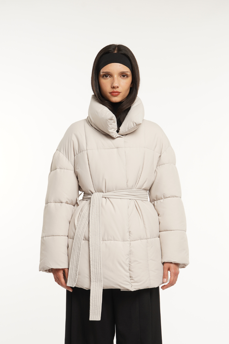 NOVA | GIACCA PUFFER CORTA CON CINTURA